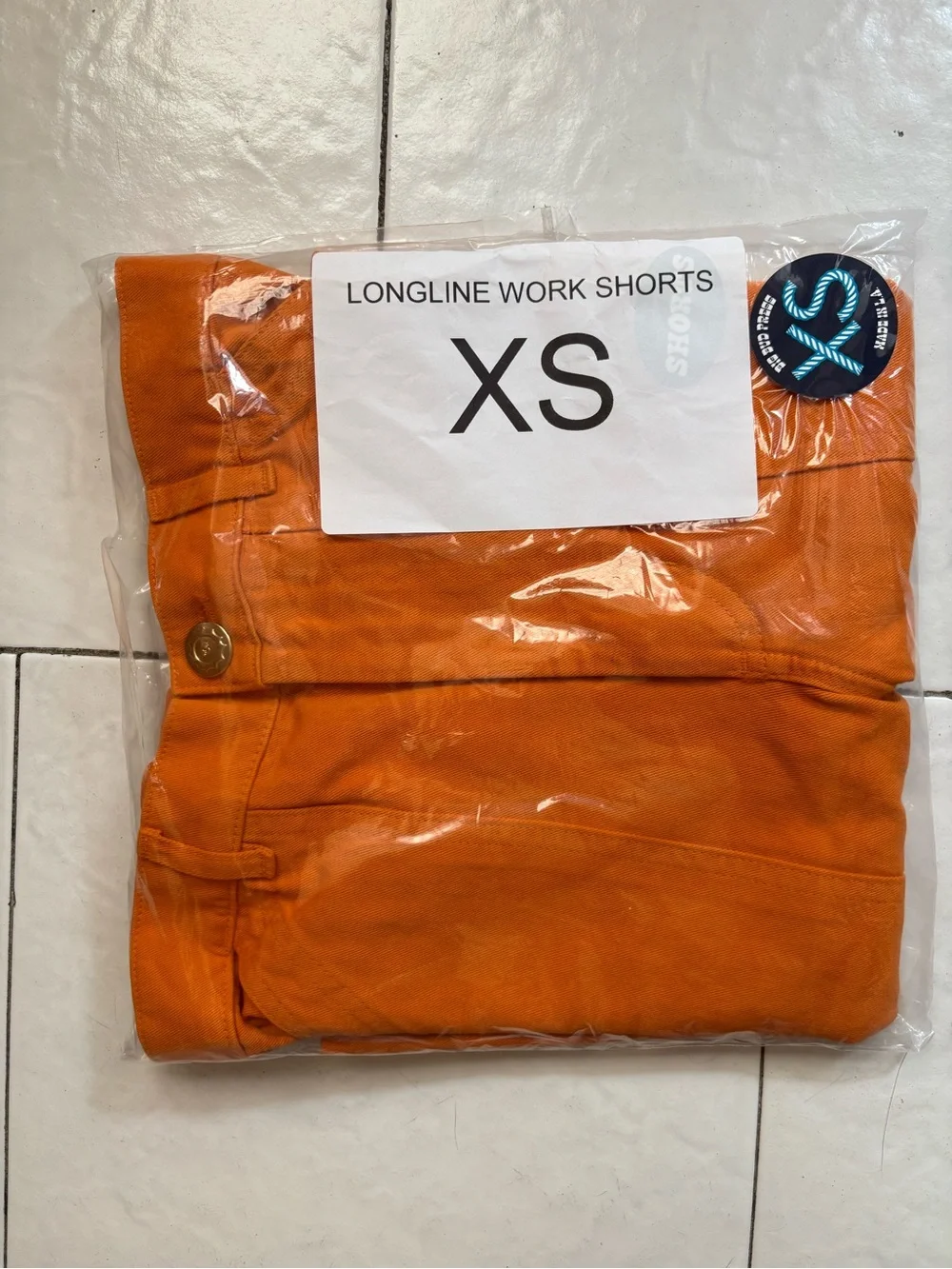 NIB Big Bud Press ORANGE long line work Shorts XS outerknown Doen Khaite Celine